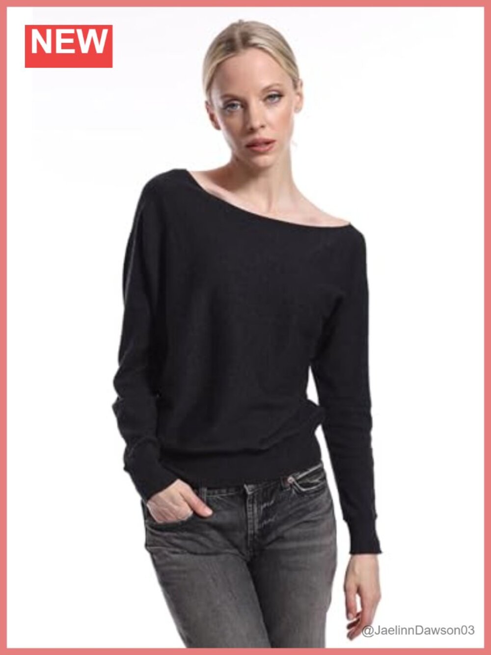 Long Sleeve Off Shoulder Cotton Cashmere Pullover Sweater